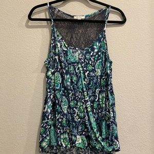 ELLA MOSS Tunisia Navy/Green Tank, Size Small